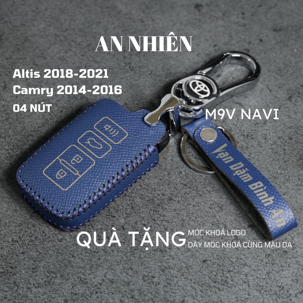 Bao da dành cho bọc ốp chìa khoá xe ô tô Toyota Altis 2018-2021, Camry 2014-2016, da bò nhiều màu khâu thủ công To18