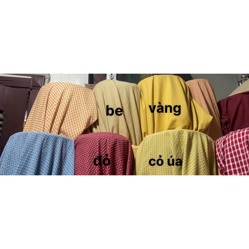 Vải caro tằm thêu chất siêu xịn
