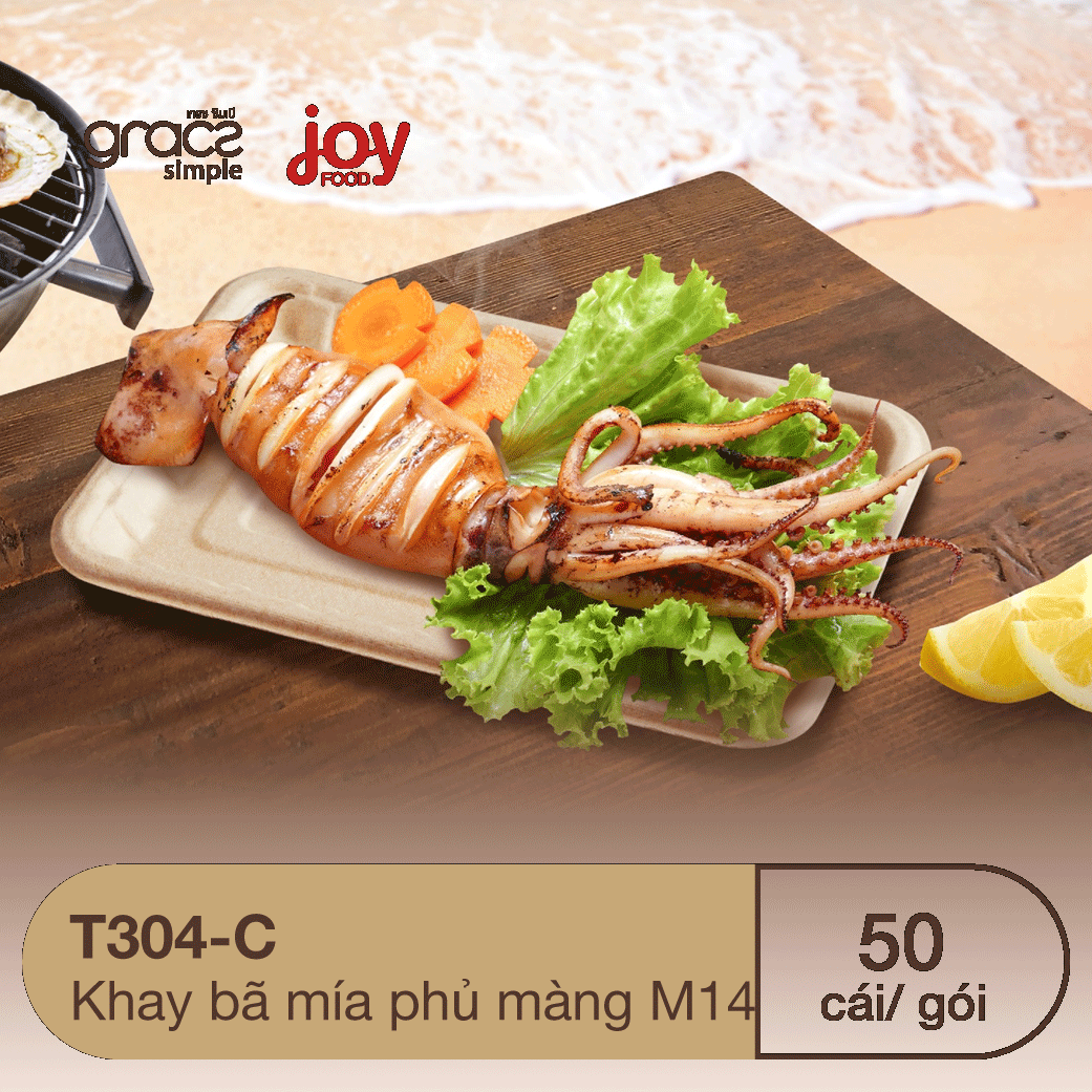 50 khay bã mía chữ nhật, phủ màng