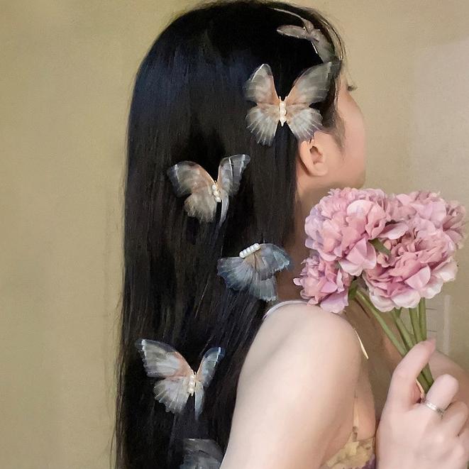 Bộ 2 chiếc kẹp tóc hồ diệp vải voan xinh đẹp, kẹp tóc hình bướm, đồ làm đẹp tóc