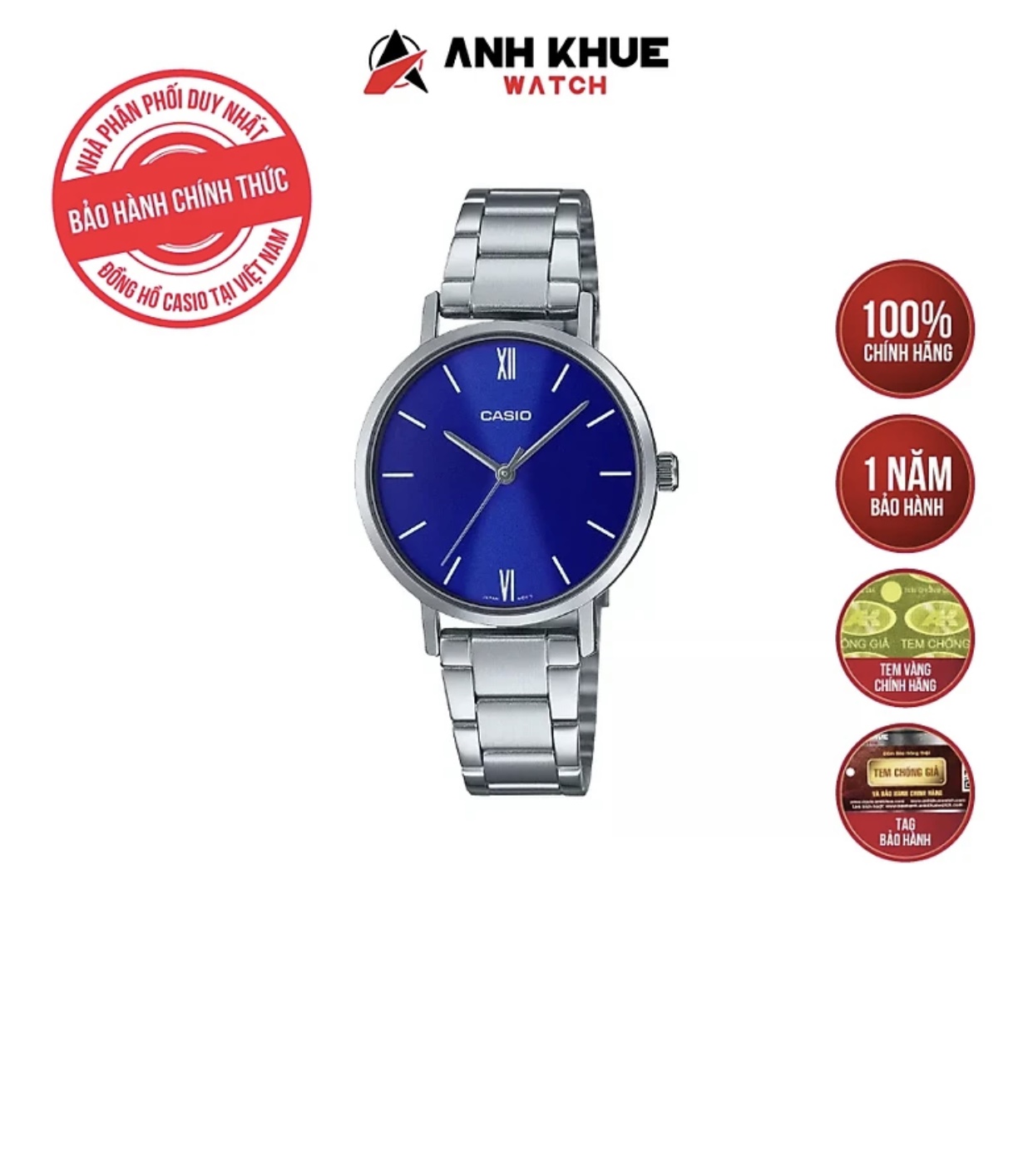 Đồng hồ Casio nữ dây thép không gỉ LTP-VT02D-2AUDF