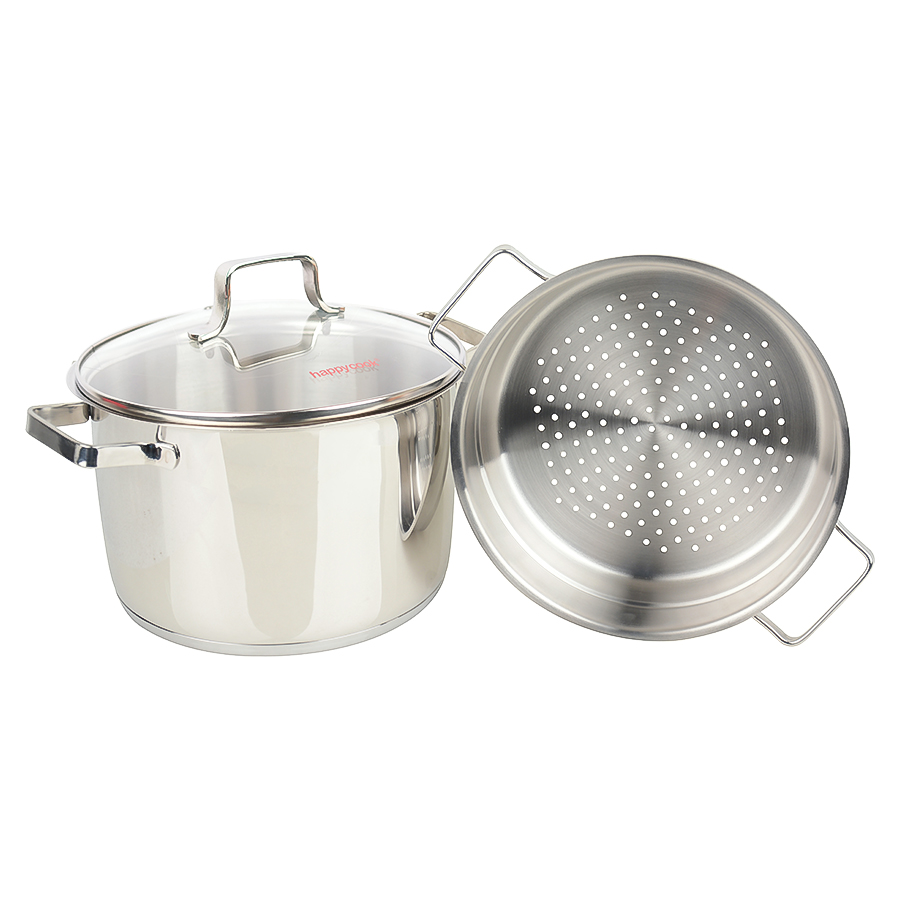 Bộ Xửng 3 Đáy Happy Cook Milan Nắp Kiếng ST24-MLG