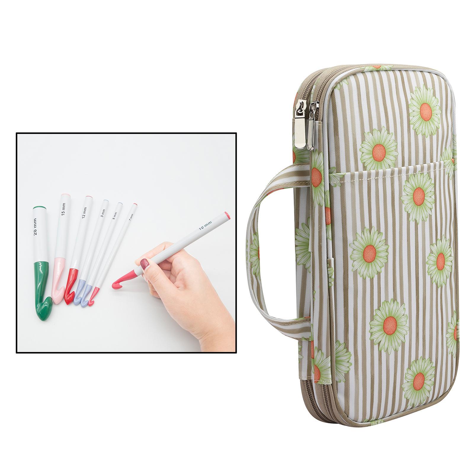 Crochet Case Zipper Storage Organizer Bag for Crochet  Tools Green