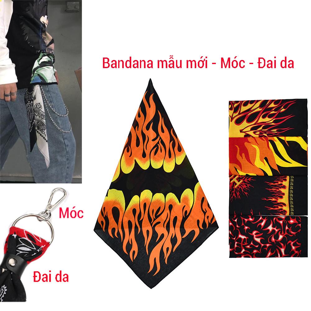 Bộ sưu tập khăn vuông bandana khăn hip hop ngọn lửa các loại (54x54cm) - BDN31 Lửa vàng đen