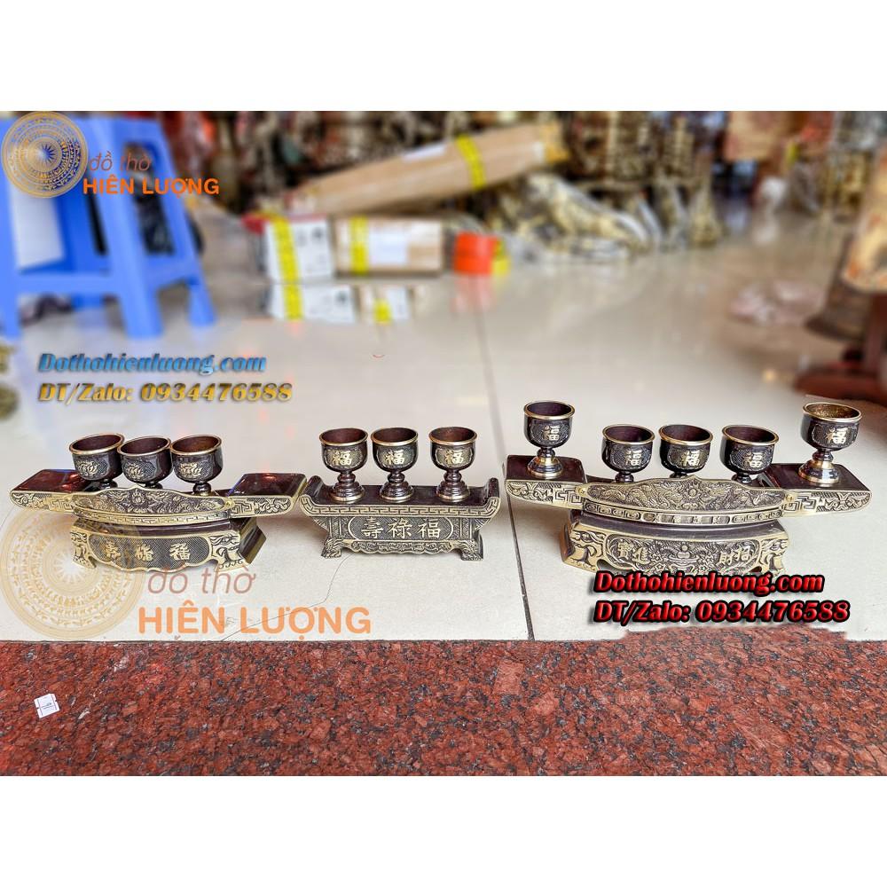 Bộ Ngai Chén Bằng Đồng Nguyên Chất Làm Màu Nâu Highlight Các Cỡ Đẹp Tinh Xảo