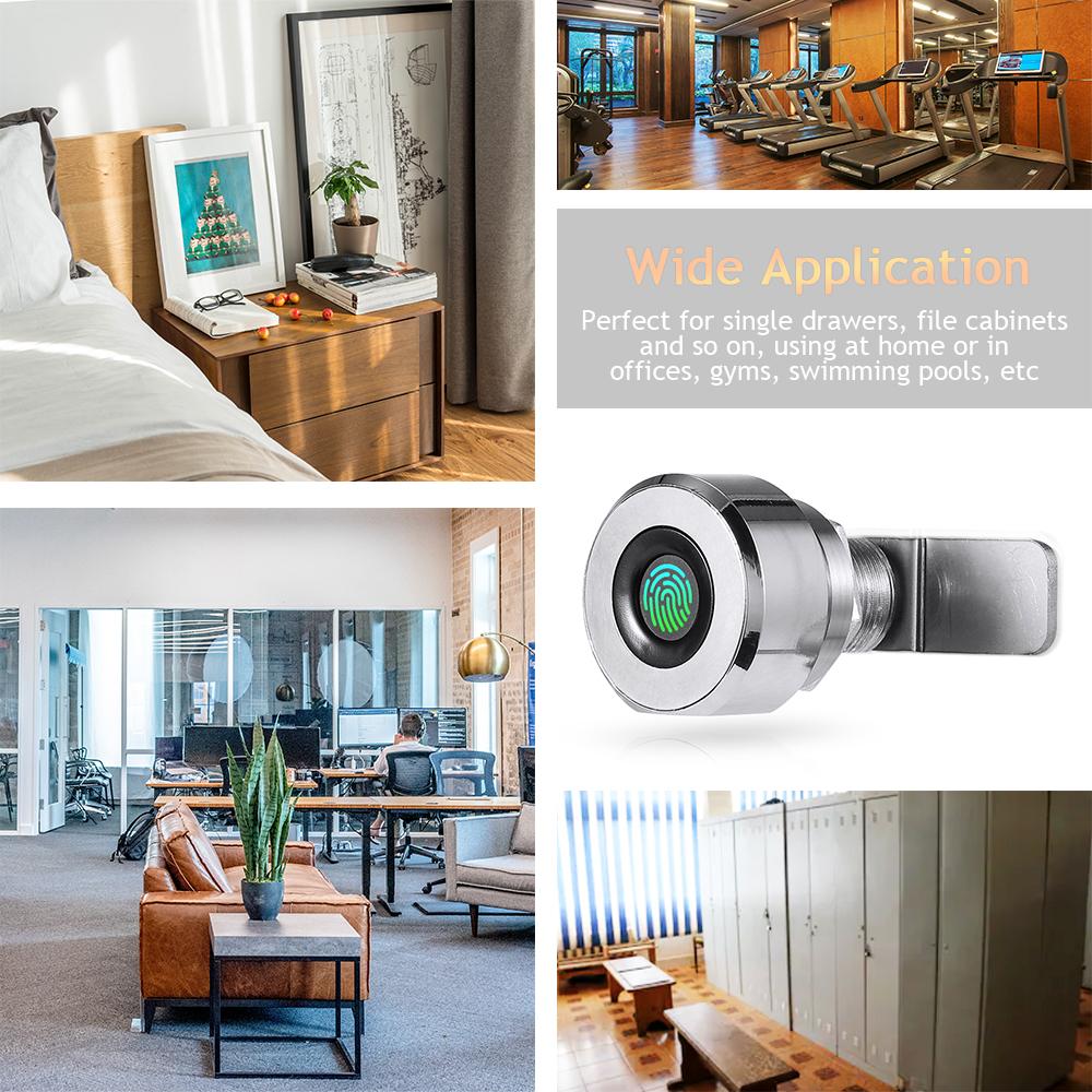 Khóa ngăn kéo thông minh bằng vân tay & APP, lưu trữ 20 dấu vân tay, có thể sạc lại