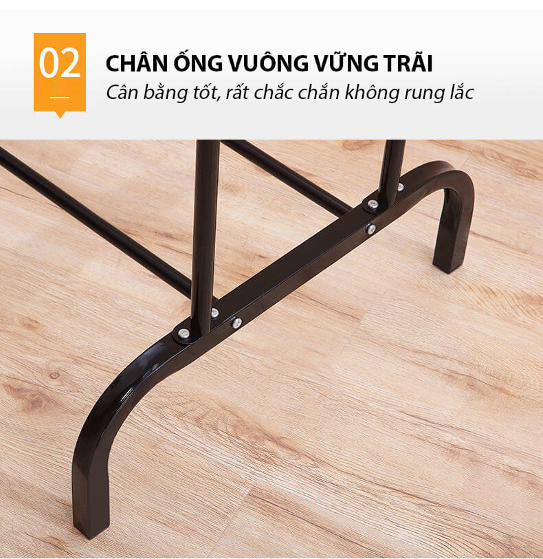 Giá Treo Quần Áo Đôi 2 Thanh Giá Phơi Đồ Để Đồ Tiện Lợi Bằng Thép Carbon Sơn Tĩnh Điện VANDO