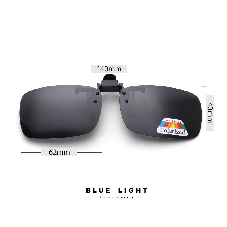 Kẹp Kính Râm Mắt Phân Cực Dáng Chữ Nhật, Phân Cực Polarized. Chống Tia UV, Màu Đen, Nâu, Vàng, Xanh Lá - BLUE LIGHT