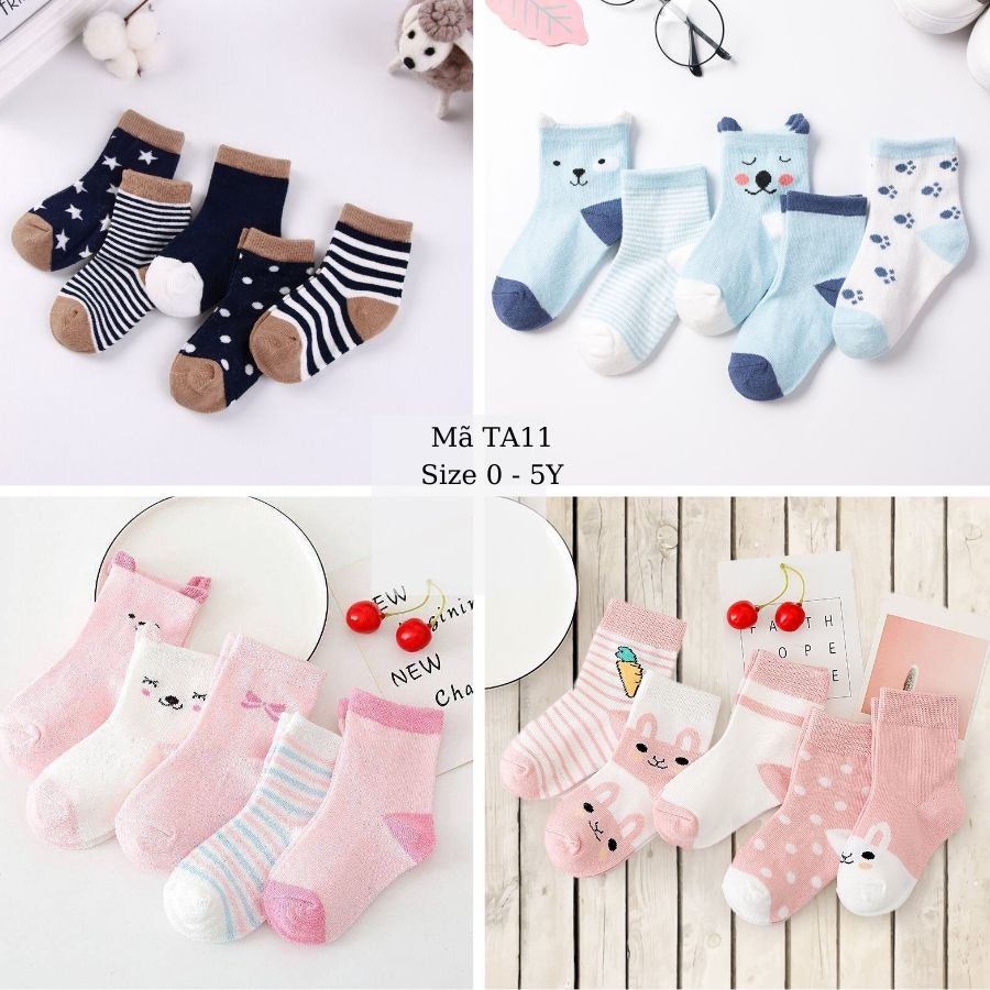 Tất cho bé trai bé gái cao cổ vớ phù hợp cho trẻ em 0 đến 5 tuổi cotton mềm mại điều hòa kháng khuẩn TA11