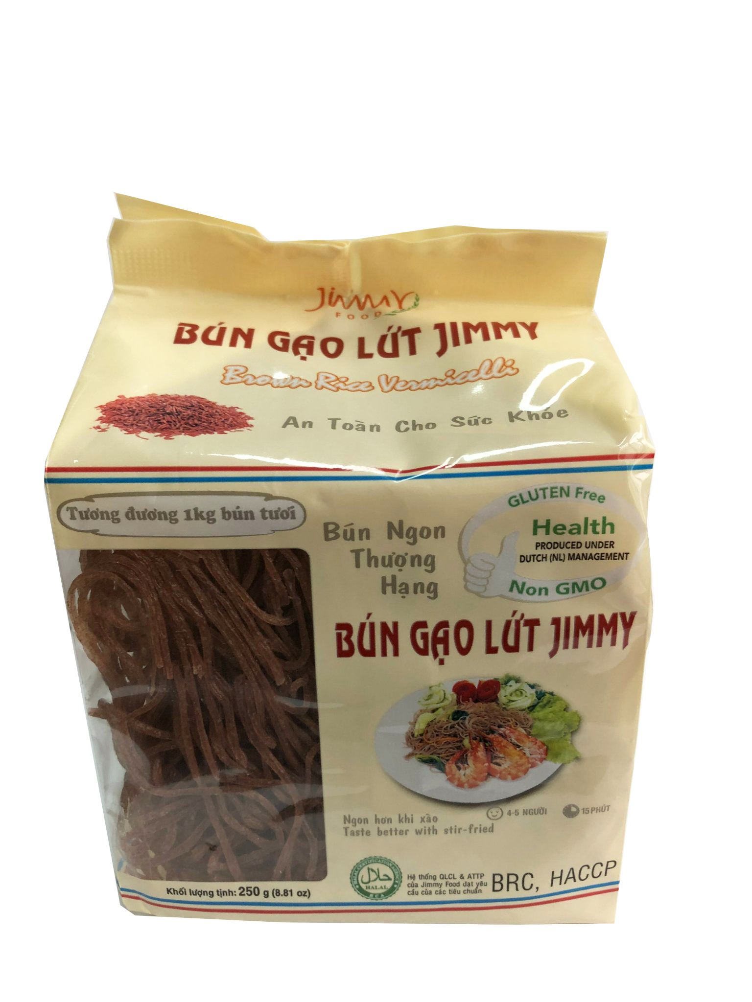 Bộ 4 gói bún gạo lứt Jimmy - Bún ngon thượng hạng - Tiện lợi 3 trong 1: Bún xào, bún tươi, bún nước