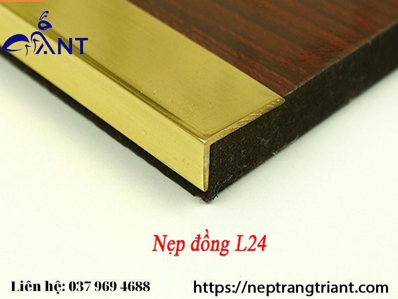 Nẹp đồng L24 trơn, nẹp ốp cầu thang, thanh dài 4m, hỗ trợ cắt theo kích thước, giá tính theo mét, trang trí nhà cửa