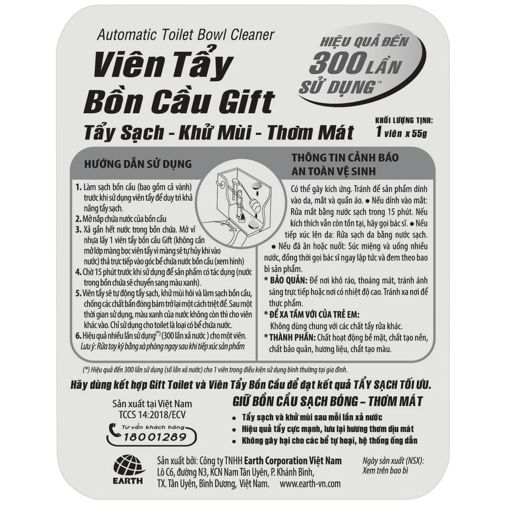 Viên tẩy bồn cầu Gift siêu sạch (300 lần nhấn nút xả) Vỉ 4 viên chống bám bẩn thành bồn cầu khử mùi hôi hiệu quả