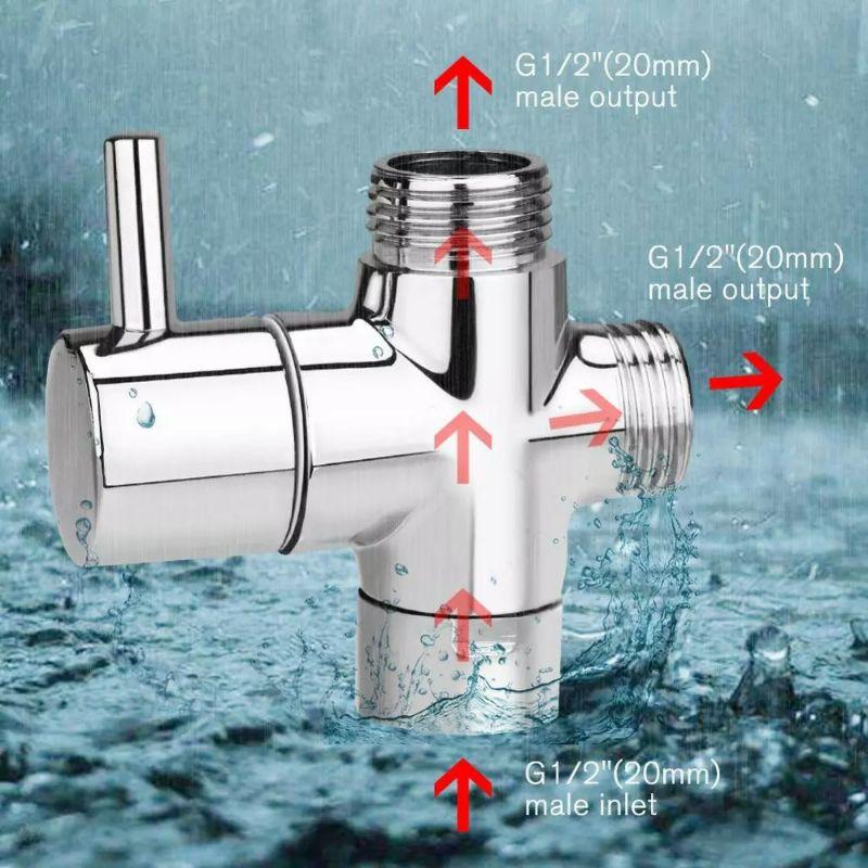 Van chuyển đổi chia nước lắp vòi sen tắm chất liệu đồng mạ crom