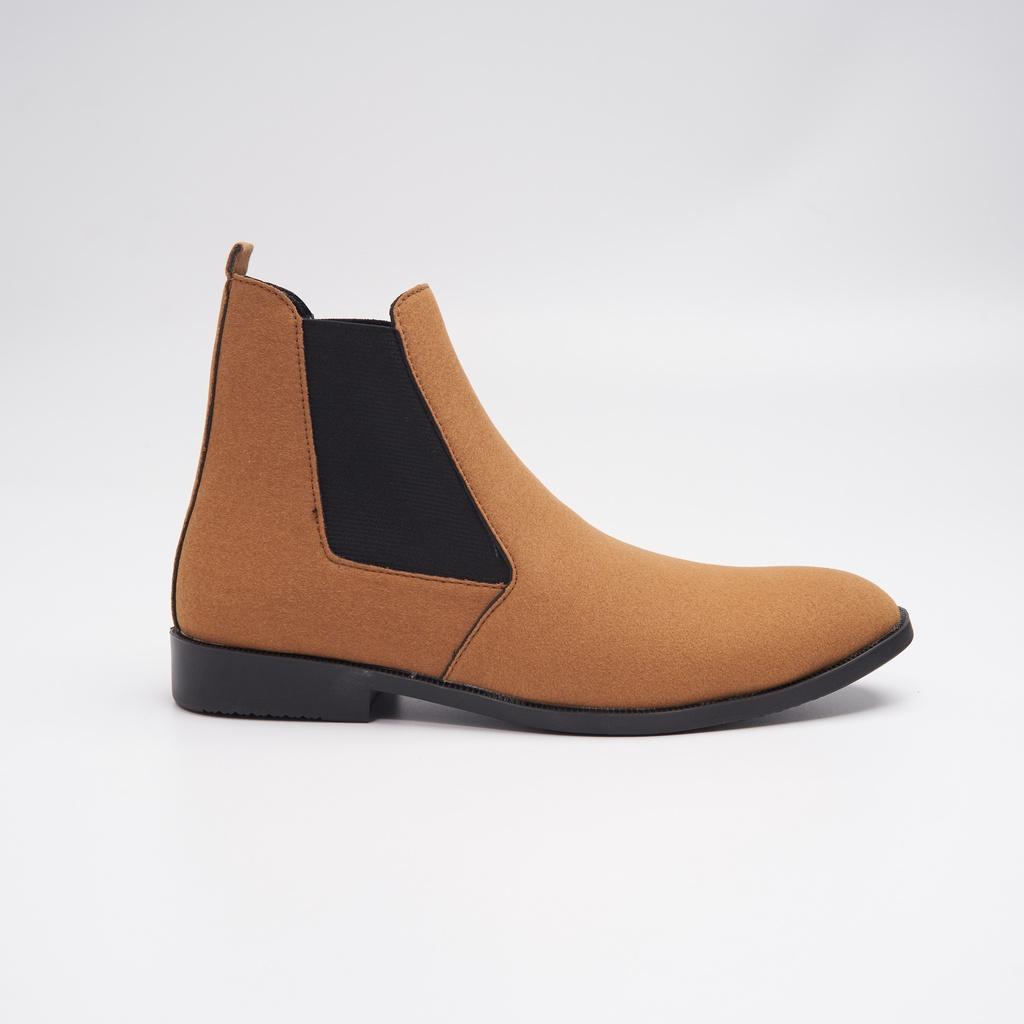 Giày bốt nam Chelsea Boots da lộn, cổ chun, đế cao 3cm khâu chắc chắn