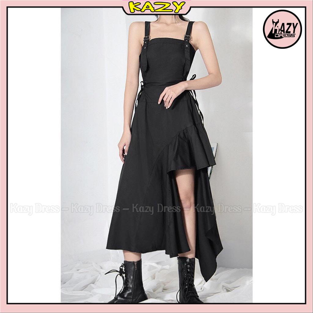 Váy hai dây xẻ tà lệch tầng hack dáng phong cách trẻ trung KAZY DRESS V008