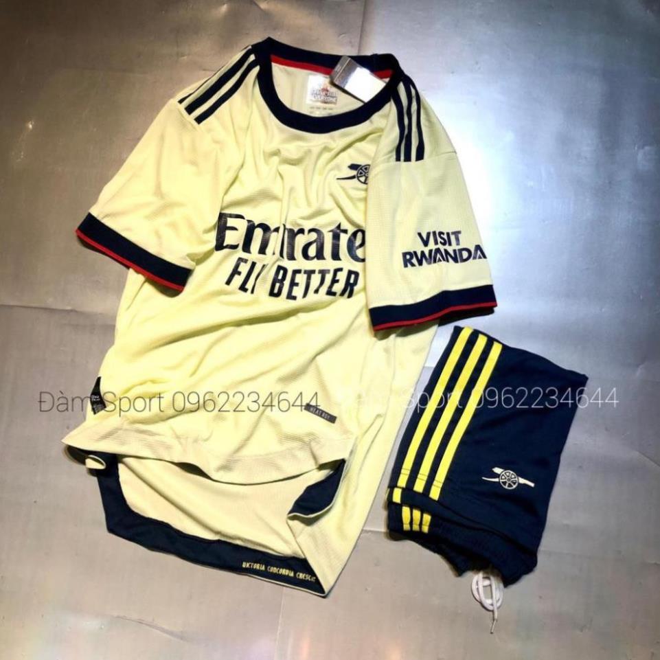 Bộ quần áo  đá banh CLB Arsenal vàng đồng 2021- 2022 vải gai bản cao cấp nhất,thấm hút mồ hôi.