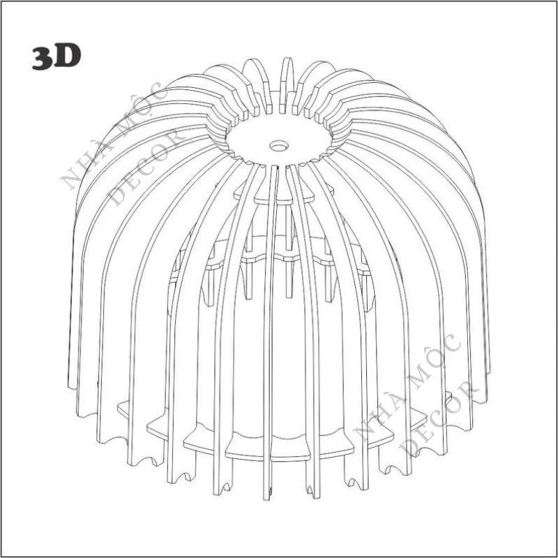 Đèn gỗ thả trần trang trí mẫu TT35
