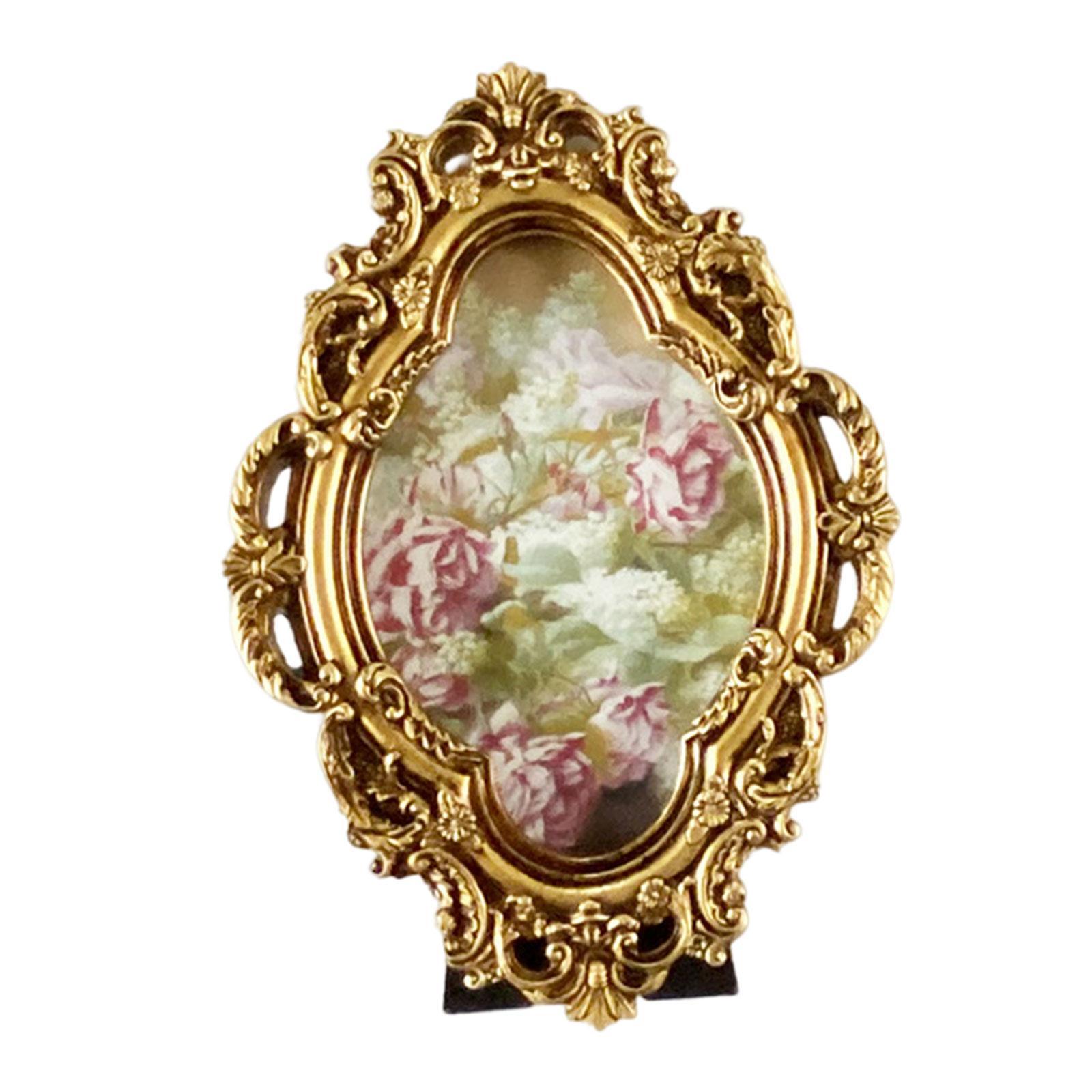 Resin Photo Frame, Small Picture Frame, Vintage Style Embossed Frame, Photo Display Frame Tabletop and Wall Hanging for Home Bedroom Decor