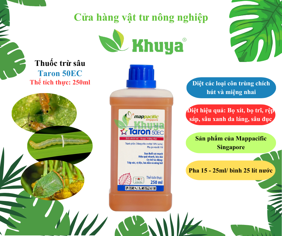 Thuốc trừ sâu Taron 50EC 250ml Diệt Chích Hút - Hạ Gục Miệng Nhai