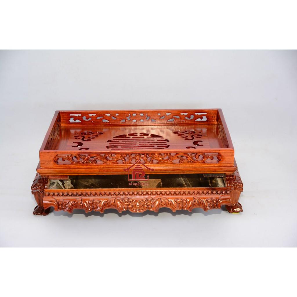 Khay trà trạm thọ chân quỳ gỗ gõ