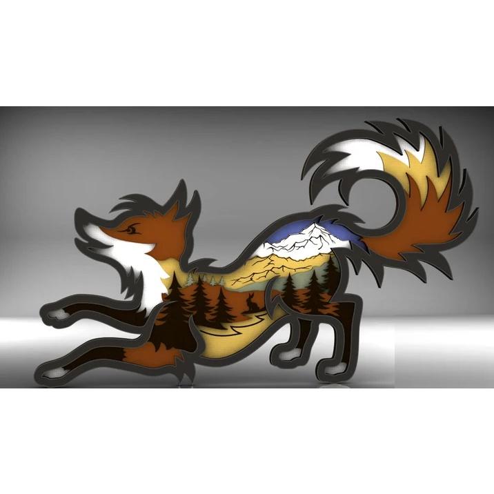 Đồ trang trí con cáo bằng gỗ có đèn LED trang trí phong cách Retro