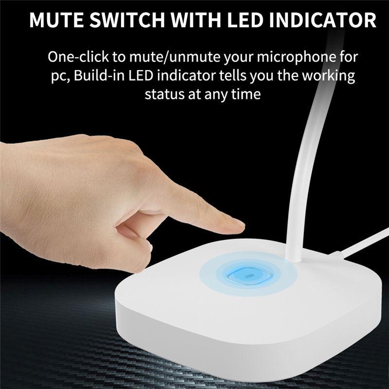 Micrô ngưng tụ microfono có thể điều chỉnh có dây USB cho máy tính PC YouTube Podcast Micro Màu sắc: Trắng