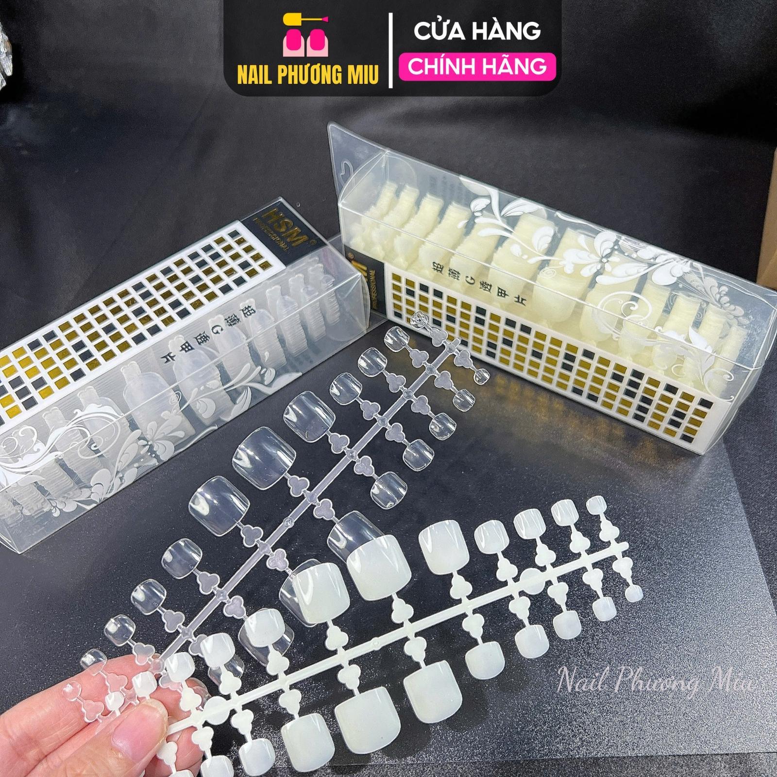 Vỉ Móng Úp Chân HSM 504 Móng, Nhựa Dẻo Siêu Bám Keo, Phom Vuông Chuẩn, Bền, Phụ Kiện Hoàn Hảo Cho Làm Nail Phương Miu
