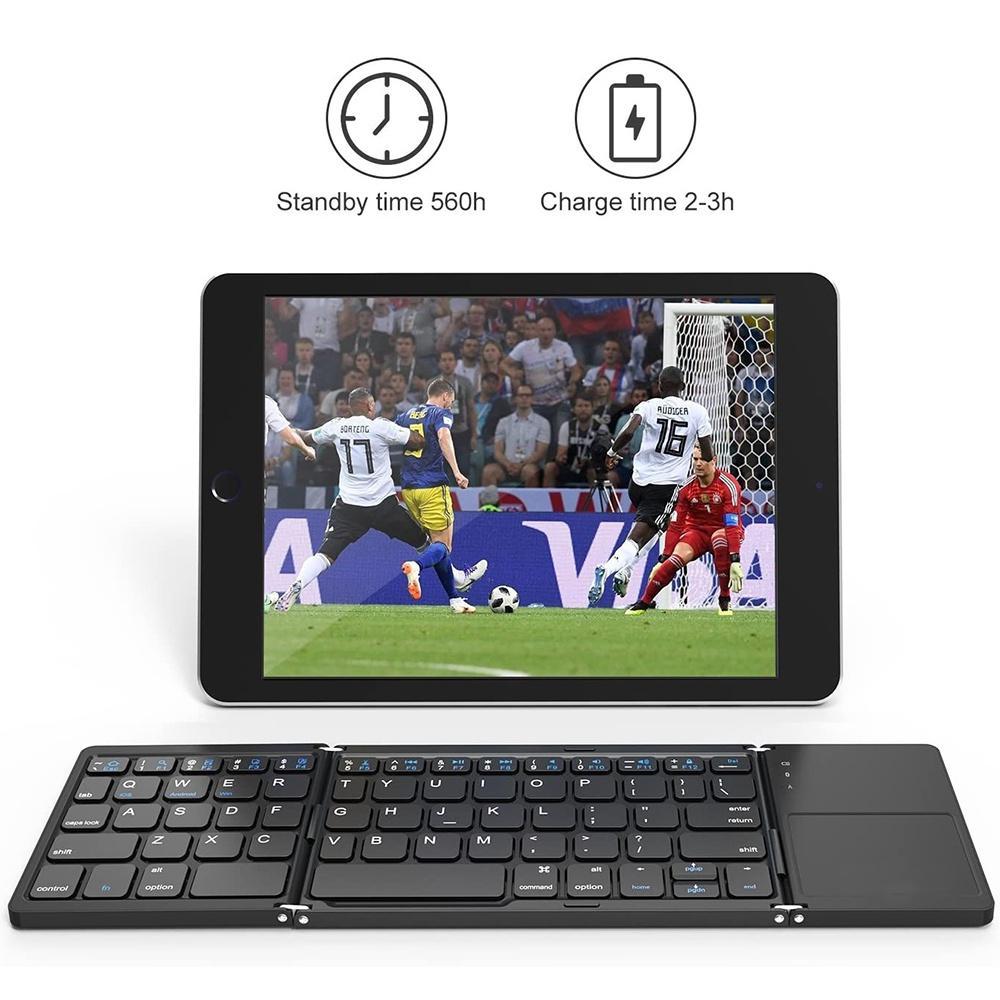 Bàn Phím Bluetooth Không Dây Mini Gấp Gọn Có Chuột Cảm Ứng Cho Android Ios Windows Pc Tablet Điện Thoại
