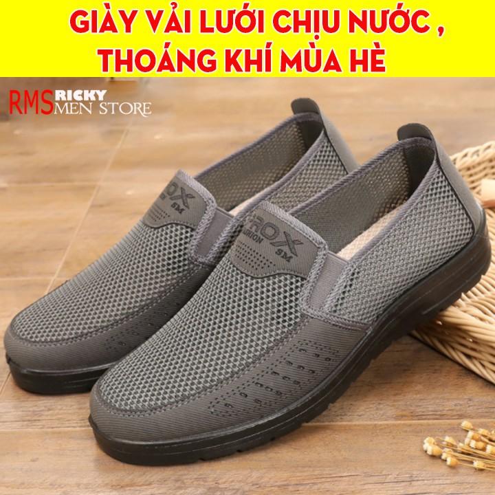 Giày lội nước , đi mưa nam - Giày lười vải lưới nam thoáng khí mùa hè