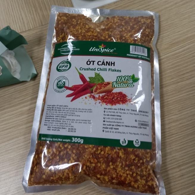 Ớt cánh Unispice Túi 300g/ ớt vảy khô cánh nhỏ siêu cay làm kim chi siêu ngon