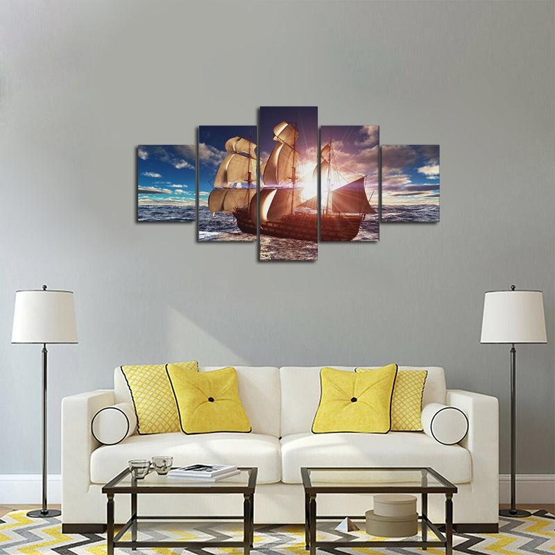 5 Panels Modern Canvas Wall Hanging Picture Printing Art Oil Home Decor Unframed HB