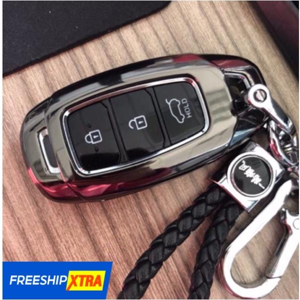 Ốp bọc khoá Smartkey Accent, Kona, Santafe Hyundai Kim Loại Metal cao cấp