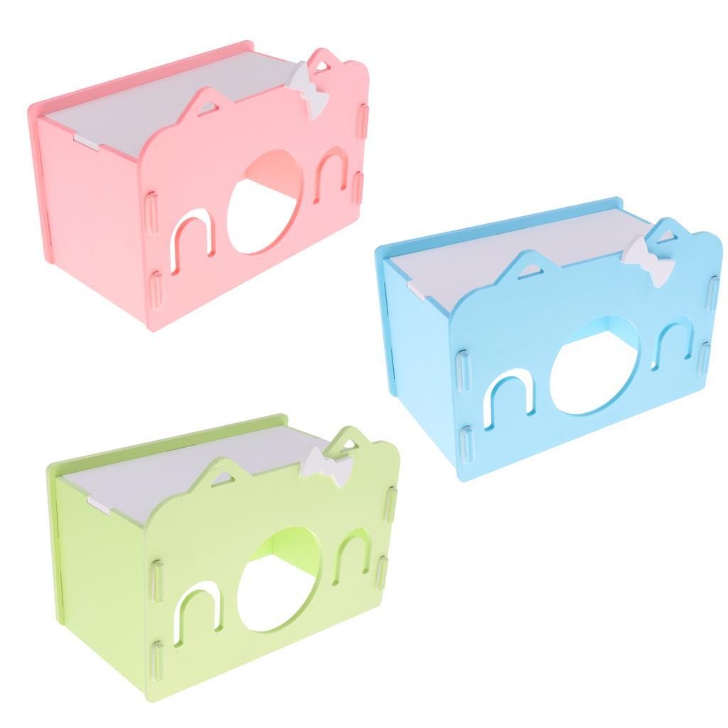 Small Animals Hamster Mice Mouse Wooden House Cute Toy Pet Supplies - Pink