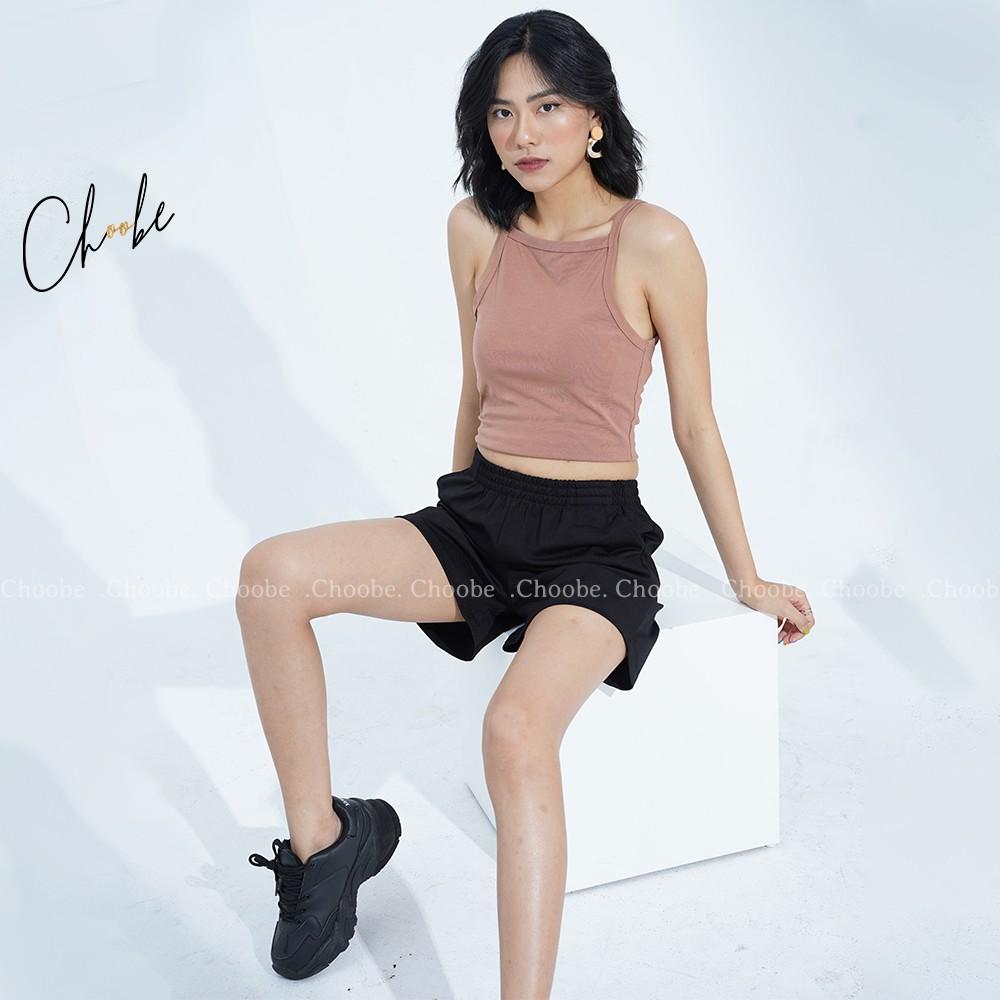 Quần đùi nữ Choobe cạp chun năng động short thể thao thoáng mát kiểu trơn basic - QS03