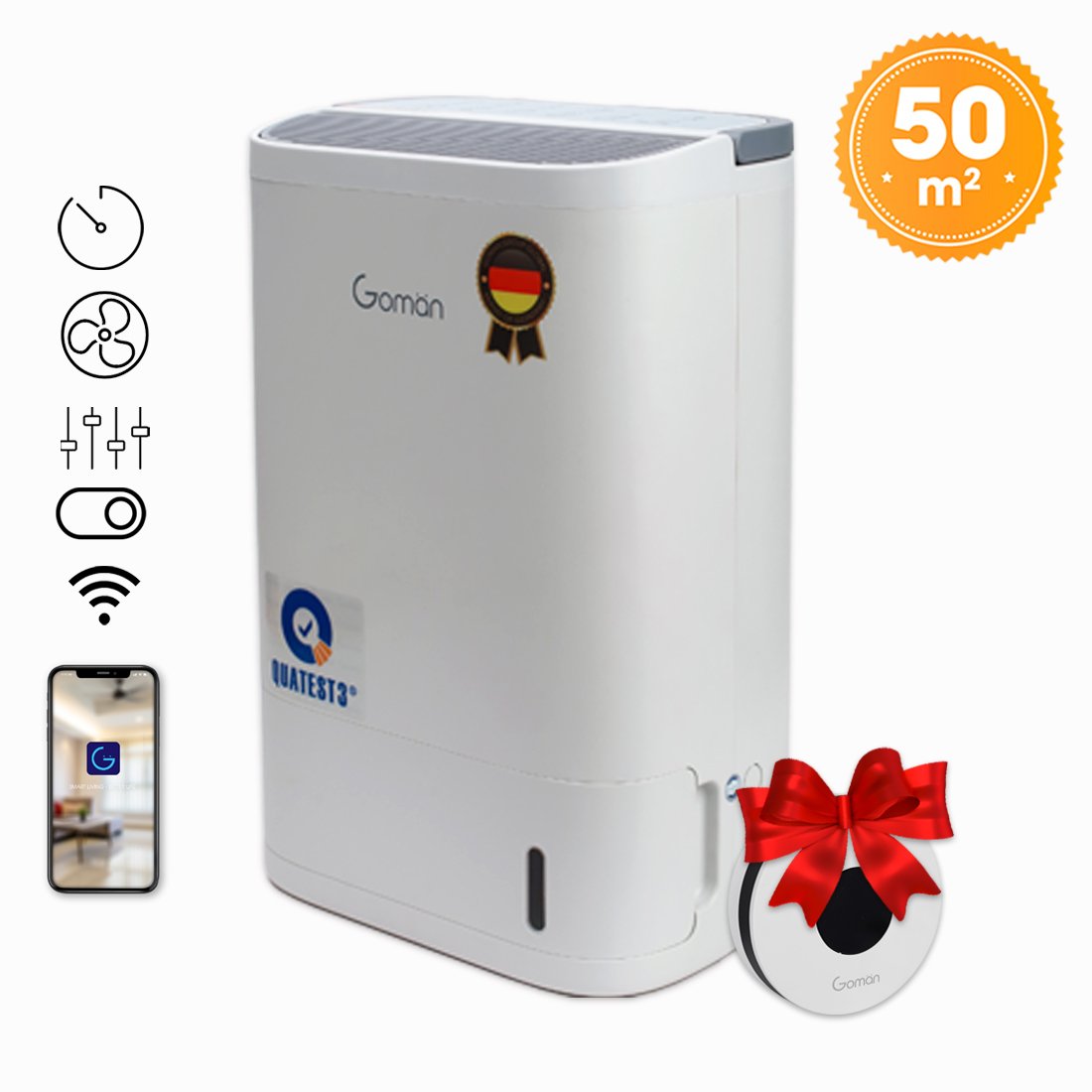 Máy Hút Ẩm Thông Minh  Wifi Goman GM-WD329 - Công nghệ Đức - Hàng Chính Hãng