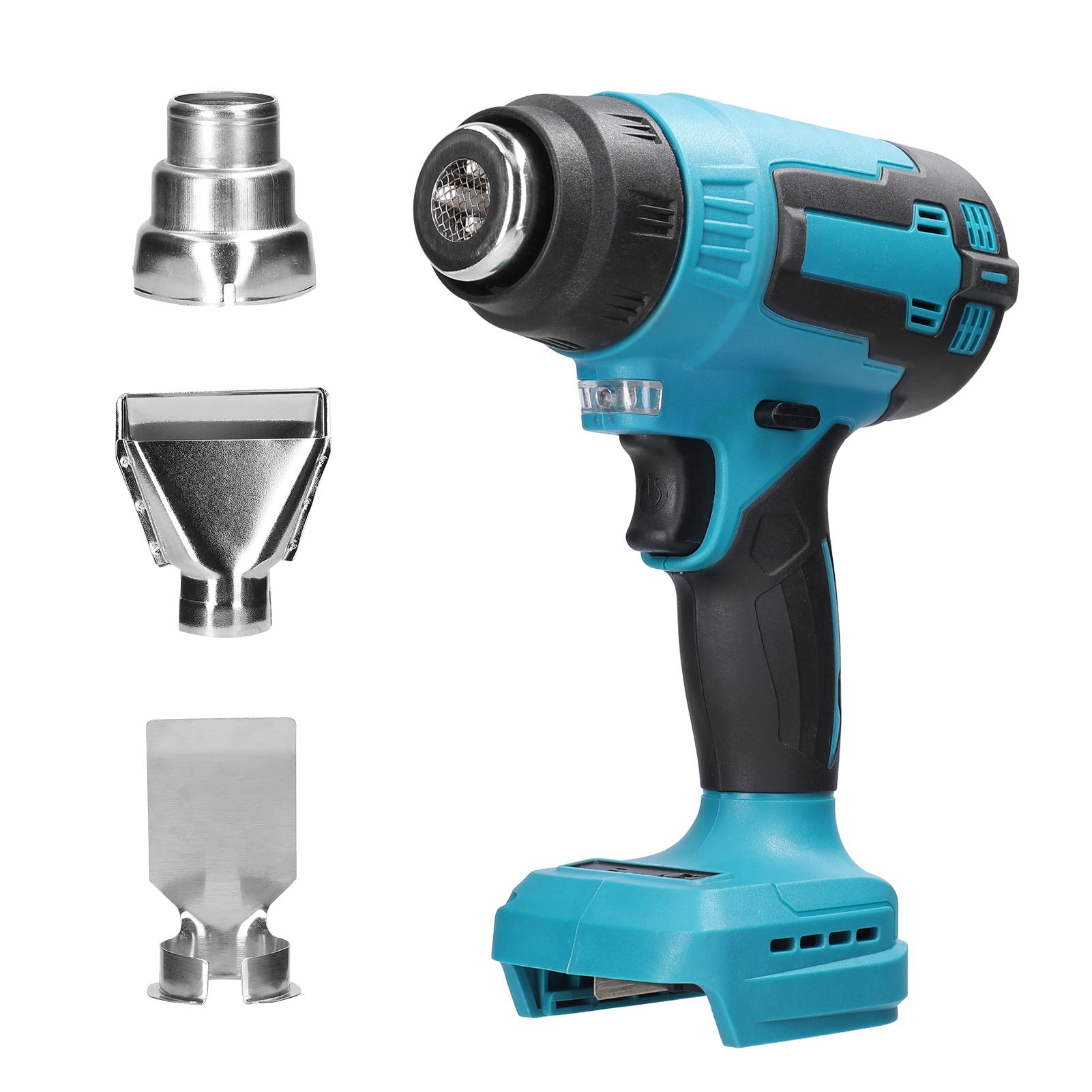 300W 380-400℃ Lithium Portable Handheld Hot Air Machine Rechargable Cordless Quick Heating Heavy Duty Hot Air Machine with 3 Nozzles for Shrink Wrapping Heat Shrink Tube PVC