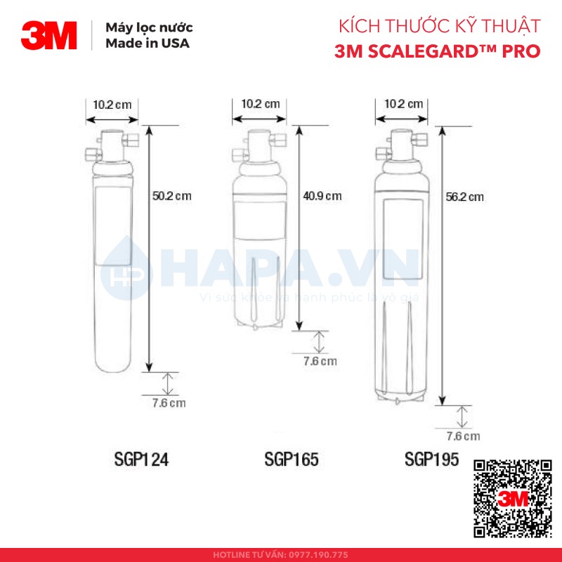 Máy Làm Mềm Nước 3M SGP124BN-T, SGP165BN-T, SGP195BN-T SCALEGARD PRO