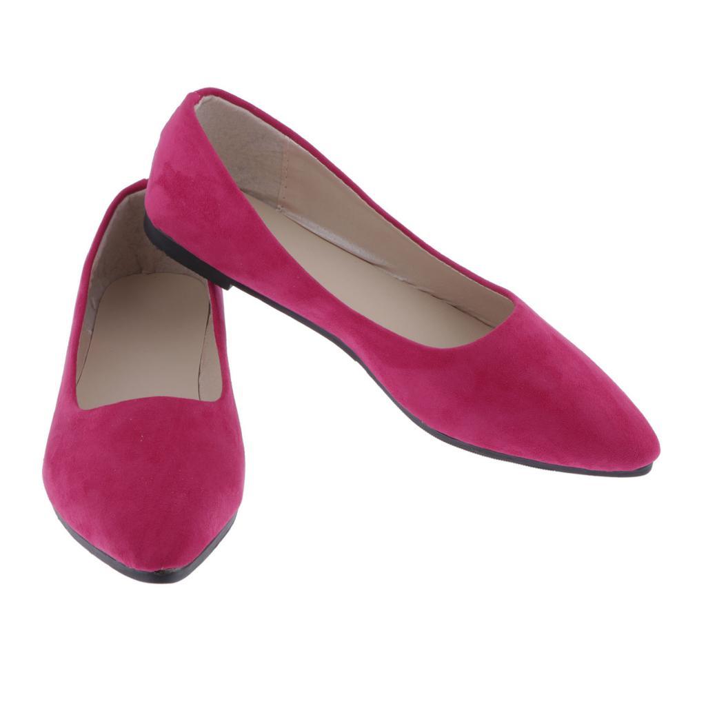 Women Casual Shallow Mouth Shoe Pointed Toe Shoe Working Flat Shoes Red 37