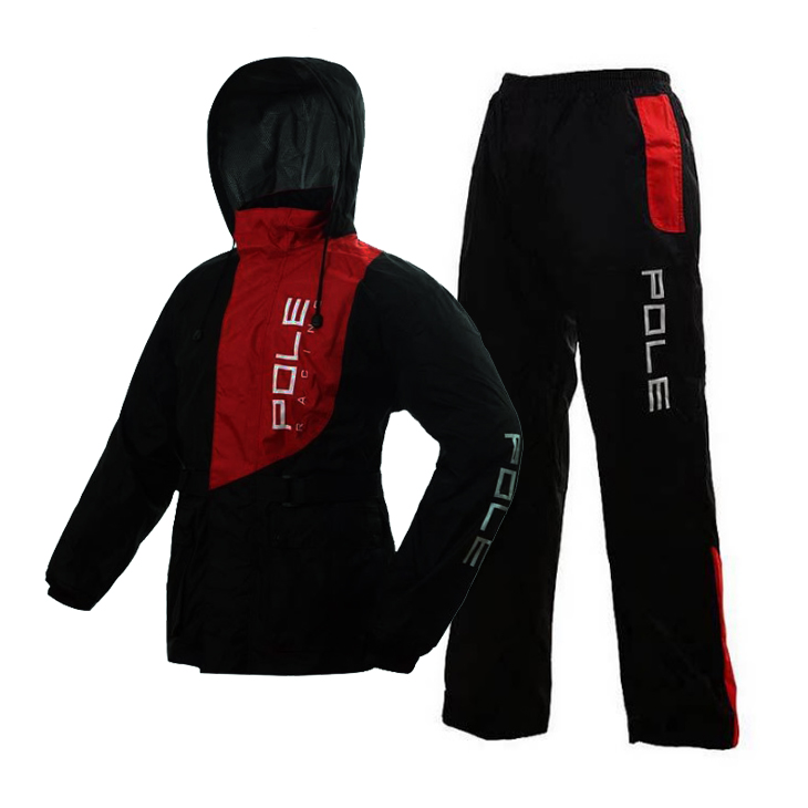 Áo mưa 2 lớp cao cấp Pole racing - Đen phối xanh - Size 2XL: 85-95kg