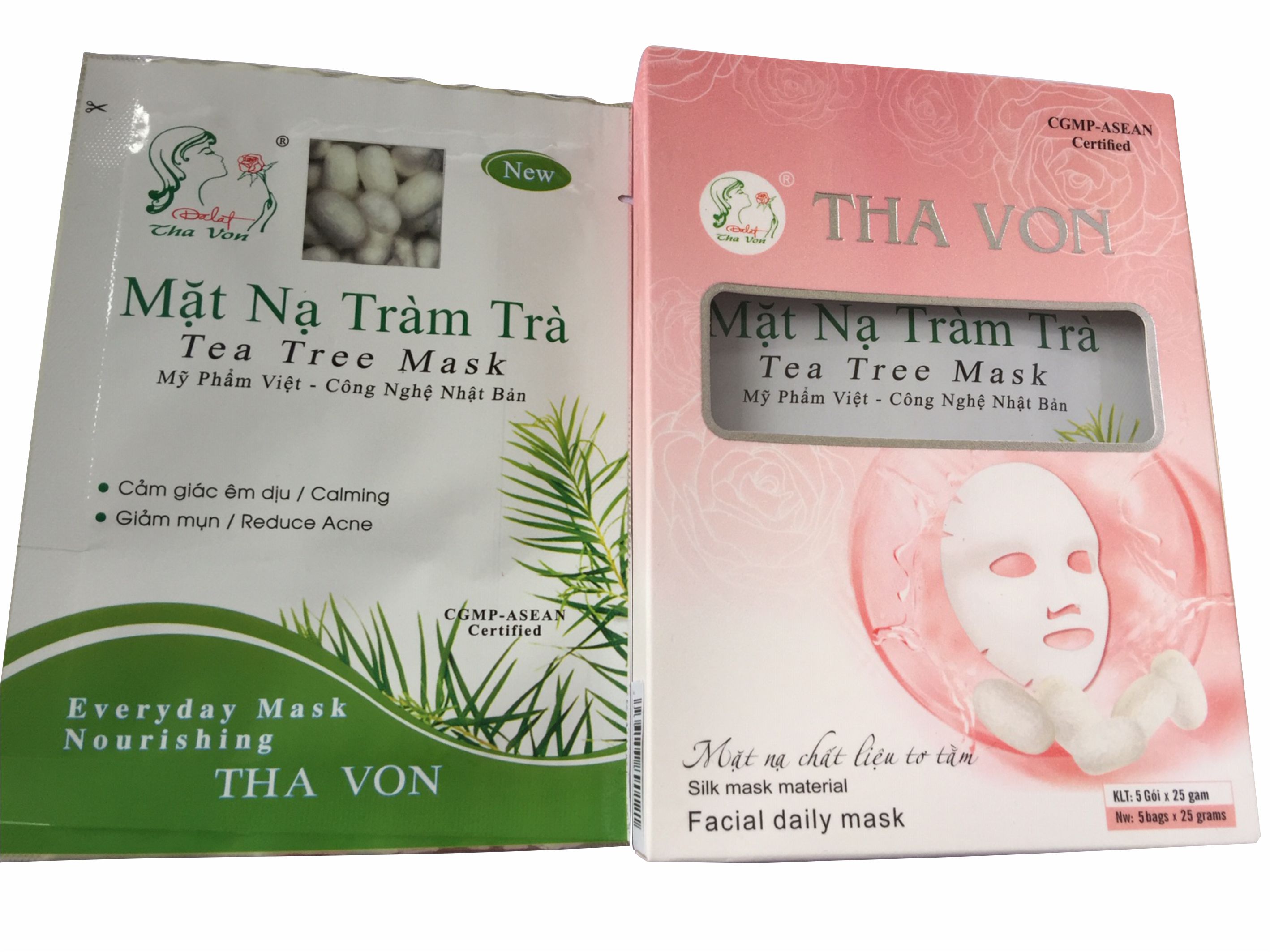 Mặt Nạ Tràm Trà Dalat Tha Von Hộp 5 Gói chất liệu lụa