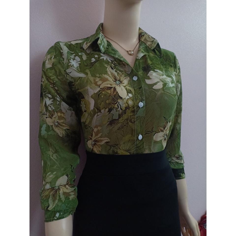 Áo sơ mi nữ họa tiết A 4115 đủ size 40-90kg