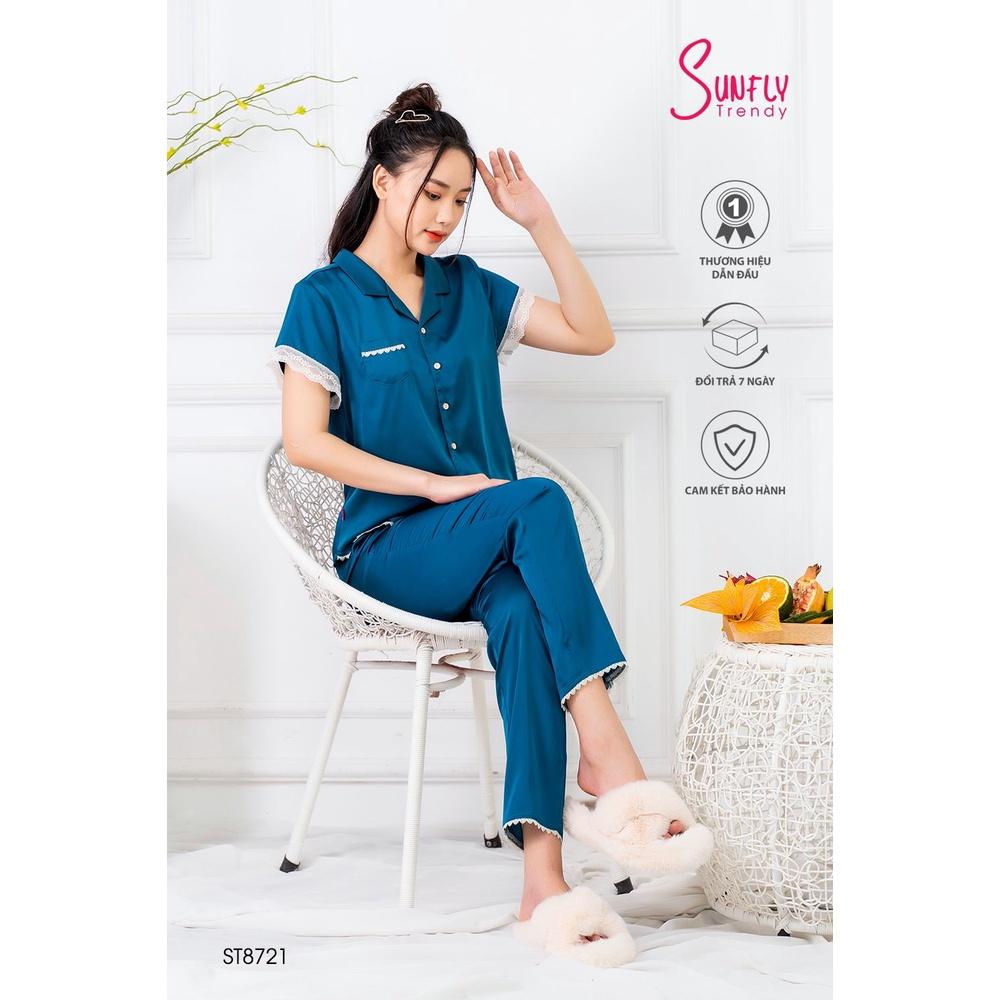 ST8721 - BỘ PIJAMAS LỤA ÁO CỘC QUẦN DÀI