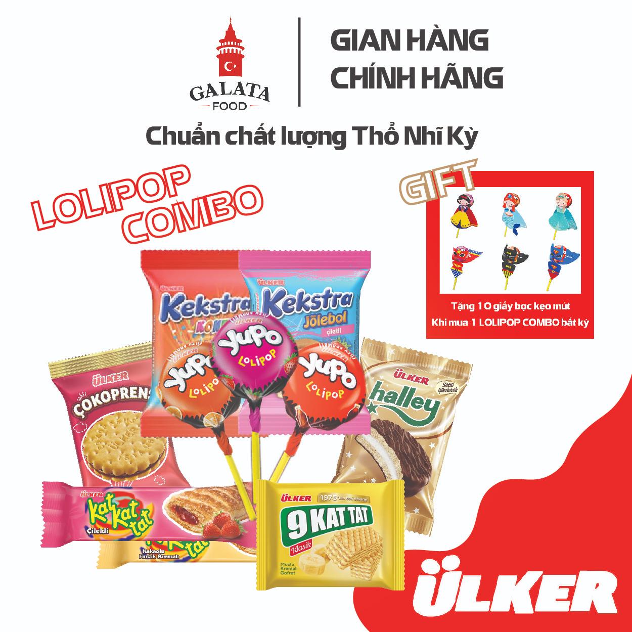 [LOLIPOP COMBO] 5 set Combo Kẹo mút ULKER YUPO LOLIPOP và các loại bánh ULKER