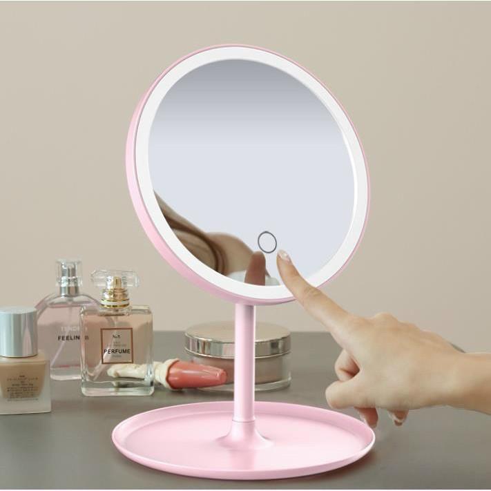 Gương led, gương trang điểm để bàn 520, Đế nhựa siêu bền