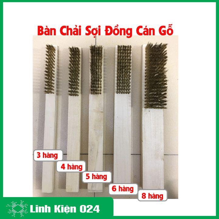 Bàn chải sắt mạ đồng cán gỗ kích thước 200mm chuyên đánh gỉ làm sạch bề mặt kim loại