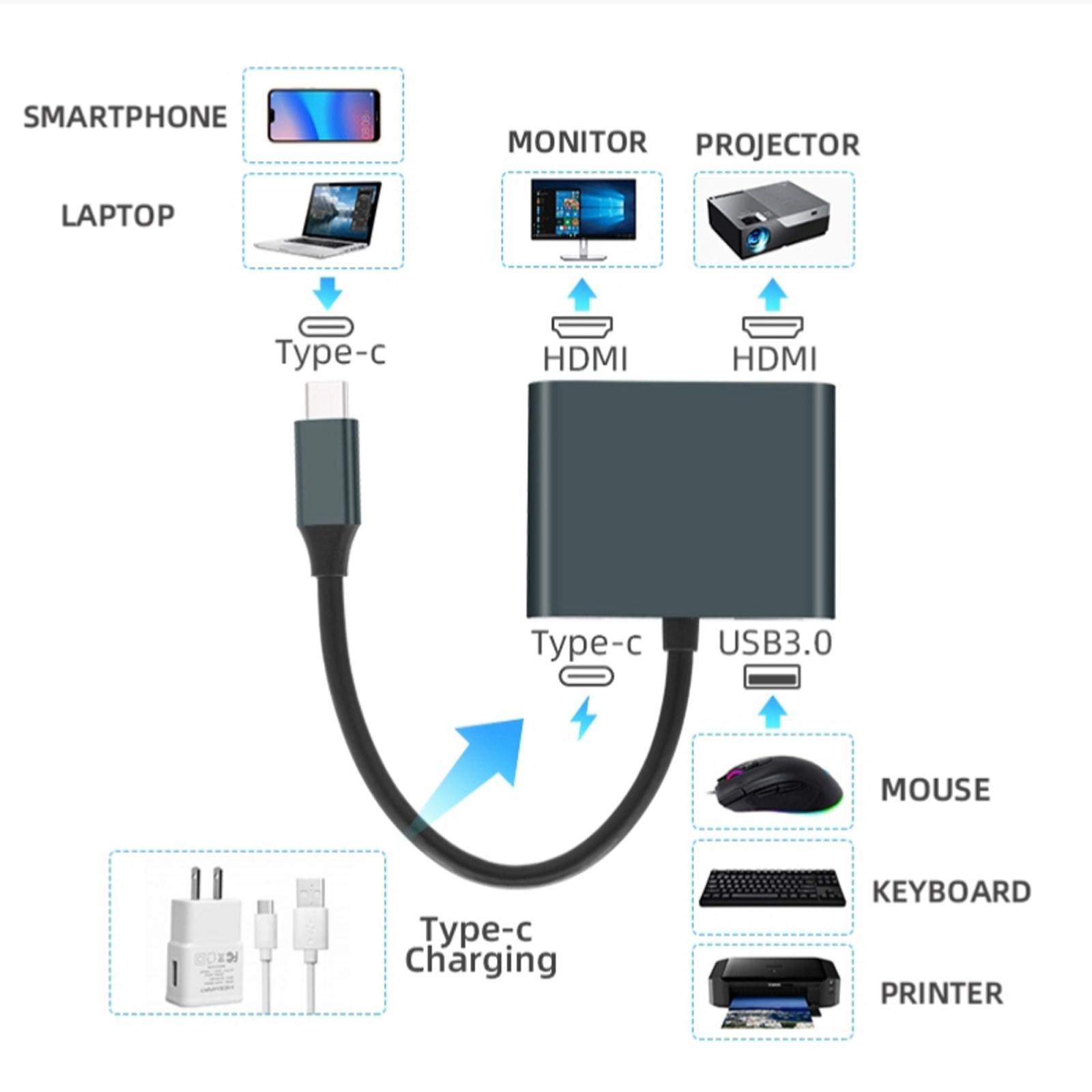 Type C to HDMI Adapter 4K 30Hz Cable for MacBook Pro 2018/2017 PC And More