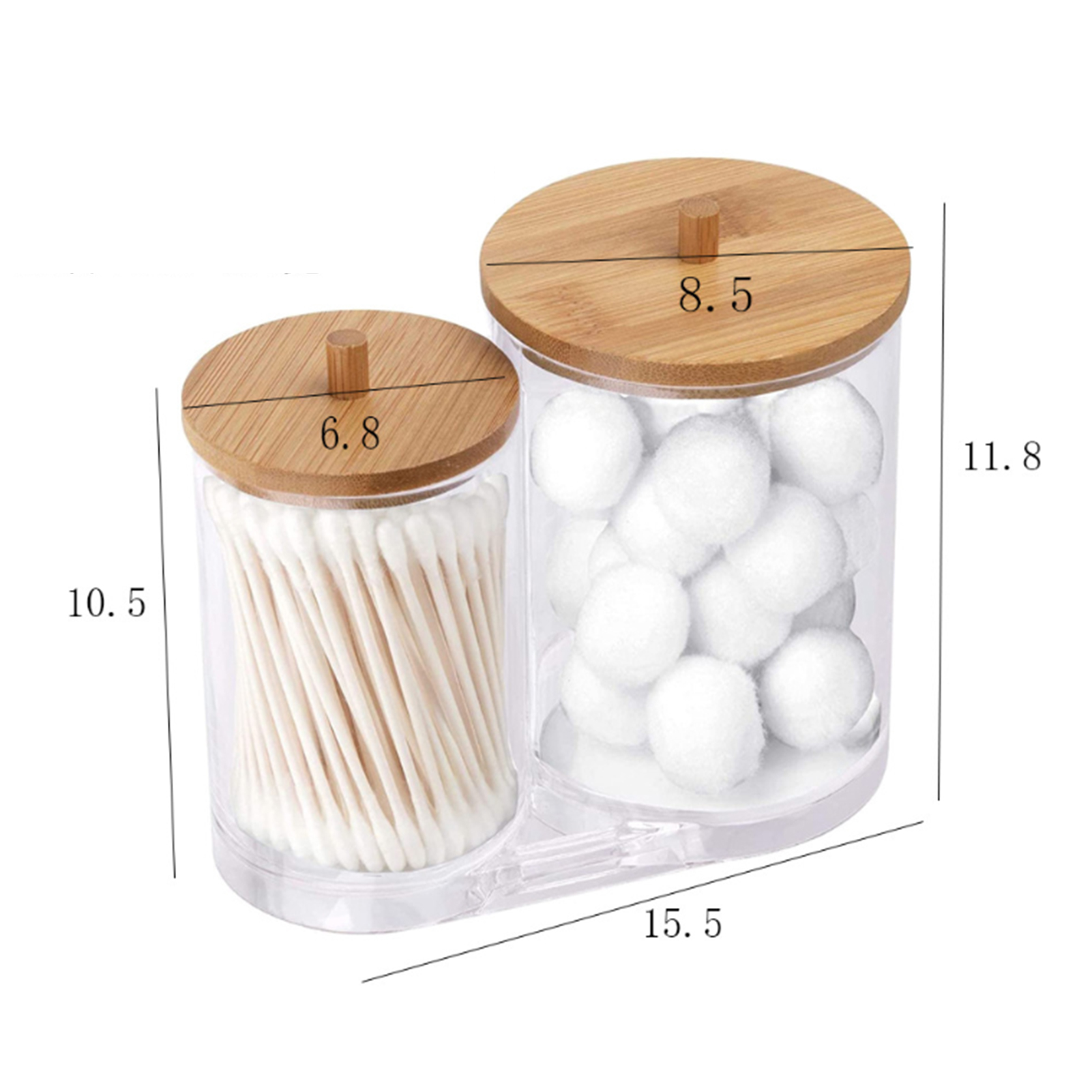 Giá đỡ lưu trữ bông gạc acrylic với nắp bằng tre