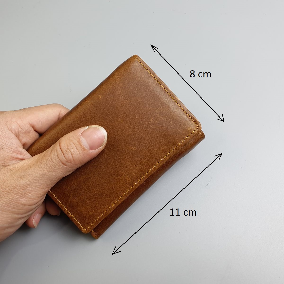 Ví nam gập 3 da bò sáp WS102A - 100% da bò thật, BH 3 năm