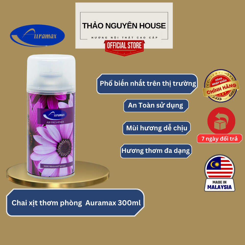 Bộ Máy Xịt Phòng Tự Động Auramax AU 10 + Chai Xịt Phòng Auramax Hương Lavender