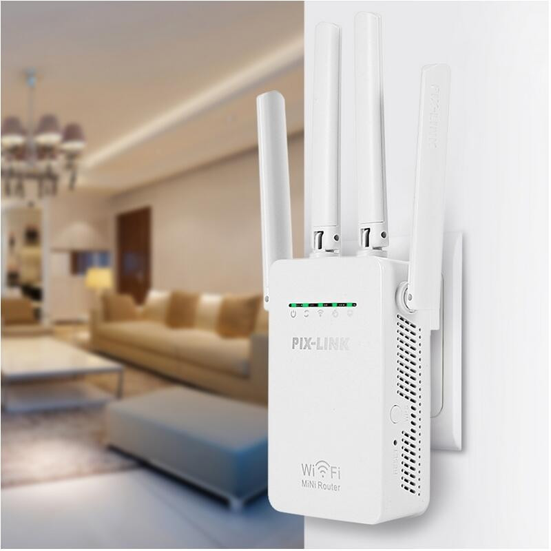 Thiết bị kích sóng wifi PIX-LINK 4 ăng ten LV-WR09 WR09 -dc3096 - Hàng nhập khẩu